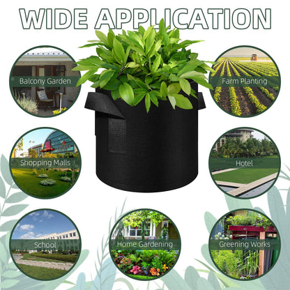 AkiiGer 5/10/12/20/30 Pack 10 Gallon Grow Bags, Heavy Duty Thickened Nonwoven Fabric Pots with Handles, Plant Grow Bags for Vegetable/Flower/Plant/Fruits, Black