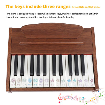 PLAMILOY Baby Piano, 25-Keys Piano for Toddlers, Mini Desktop Piano Keyboard Instrument Toy for Beginner 3 Ages+, Best Woodern Digital Piano Early Learning Birthday Gift for Boys Girls