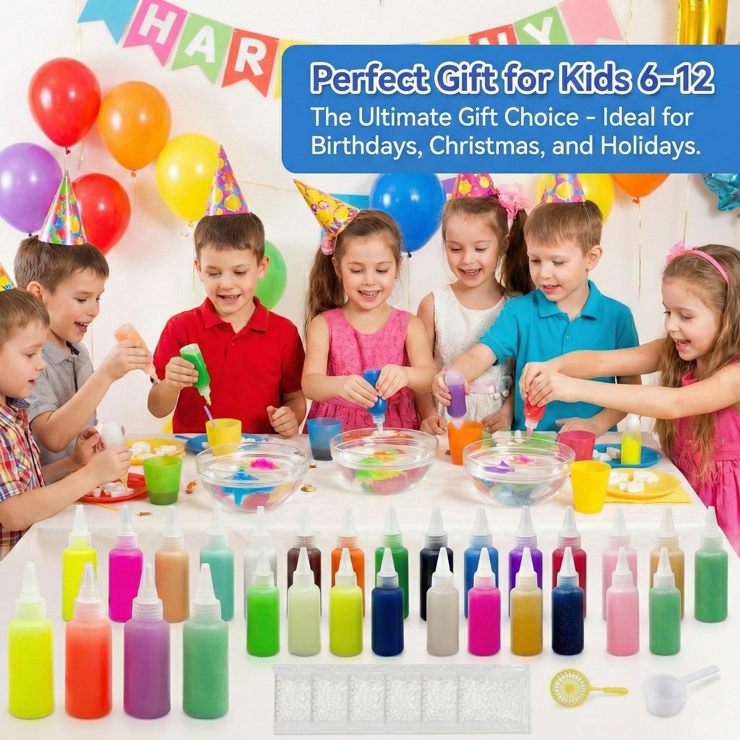 DIY Magic Gel Water Pets Sensory Play,Easy-To-Mold Aqua Fairy Water Gel Kit,Non-Fading Fine Motor Skills Craft,Relaxing Healing Activity for Rainy Days,Bath Time & School Projects(24 bottles 20 molds)