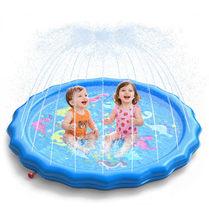 QPAU Splash Pads for Toddlers 1-3, Durable 67" Baby Splash Pad, Outdoor Sprinkler for Kids Toddler Toys, Summer Water Play Mat for Girl Boy Birthday Gift 2 Year Old