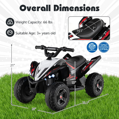 Costzon Kids ATV, 12V 4-Wheeler Quad Electric Vehicle w/ 7 mph Max Speed, 15° Climbing, LED Lights, Music, Wireless Connection, Toddler Ride On ATV Toy, Gift for Boys Girls Aged 3+ (Deep Black)
