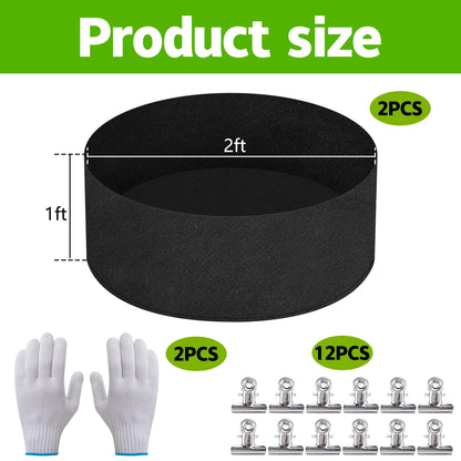 Mizelu 2 Sets 2 x 2 x 1 ft Raised Garden Bed Liner Bag, Breathable Grow Bed Fabric Liners with Clips and Gloves, Garden Box Non Woven Bag for Outdoor Plants Growth Keep Soil Isolation (No Garden Bed)
