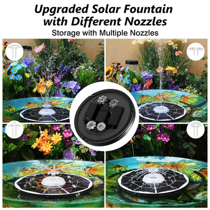 AISITIN 6.5W Solar Glass Panel Fountain, LED Colorful Lights & Remote Control, Rechargeable with Storage, Solar Powered Water Fountain Pump with Integrated Bracket for Bird Bath, Garden, Outdoor, Pond