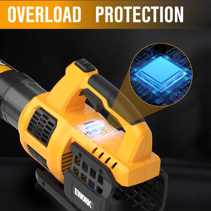 EWORK Cordless Leaf Blower, 21V Electric Handheld Blower with 2X 3.0Ah Batteries & Fast Charger, 550CFM 150MPH Lightweight 3.2Lbs for Lawn Care Yard Patio Cleaning