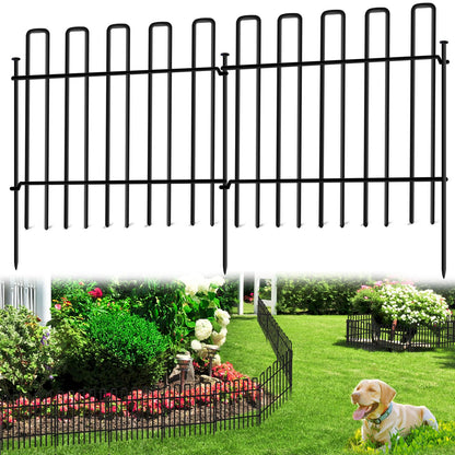 26 Panels No Dig Animal Barrier Fence, 13in(H) x 37ft(L) Garden Edging Border Fencing, Rustproof Metal Stakes Decorative Garden Fence, Dog Digging Defense Fencing Barrier for Outdoor, Yard, Patio