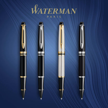 Waterman Expert Rollerball Pen, Gloss Black with 23k Gold Trim, Fine Point, Black Ink, Luxury Pen in Gift Box, Great Gift for Coworker