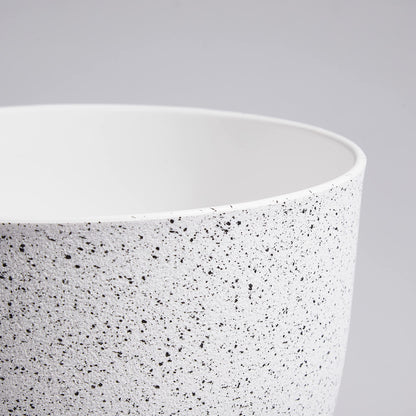 Giraffe Creation 12/10/9 Set of 3 Speckled White Plant Pots, Modern Indoor & Outdoor Planters with Drainage Holes and Saucers