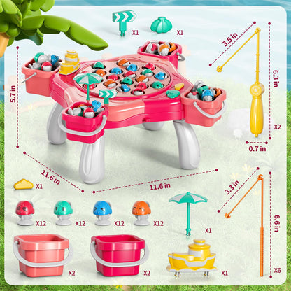 WATUDOU Magnetic Fishing Game for Kids Toddlers 3-5, 70 pcs Fishing Toys for Kids Toddlers 3-5, Table Toys Board Game Birthday Gifts for 3 4 5 6 7 8 Years Old Kid Toddler