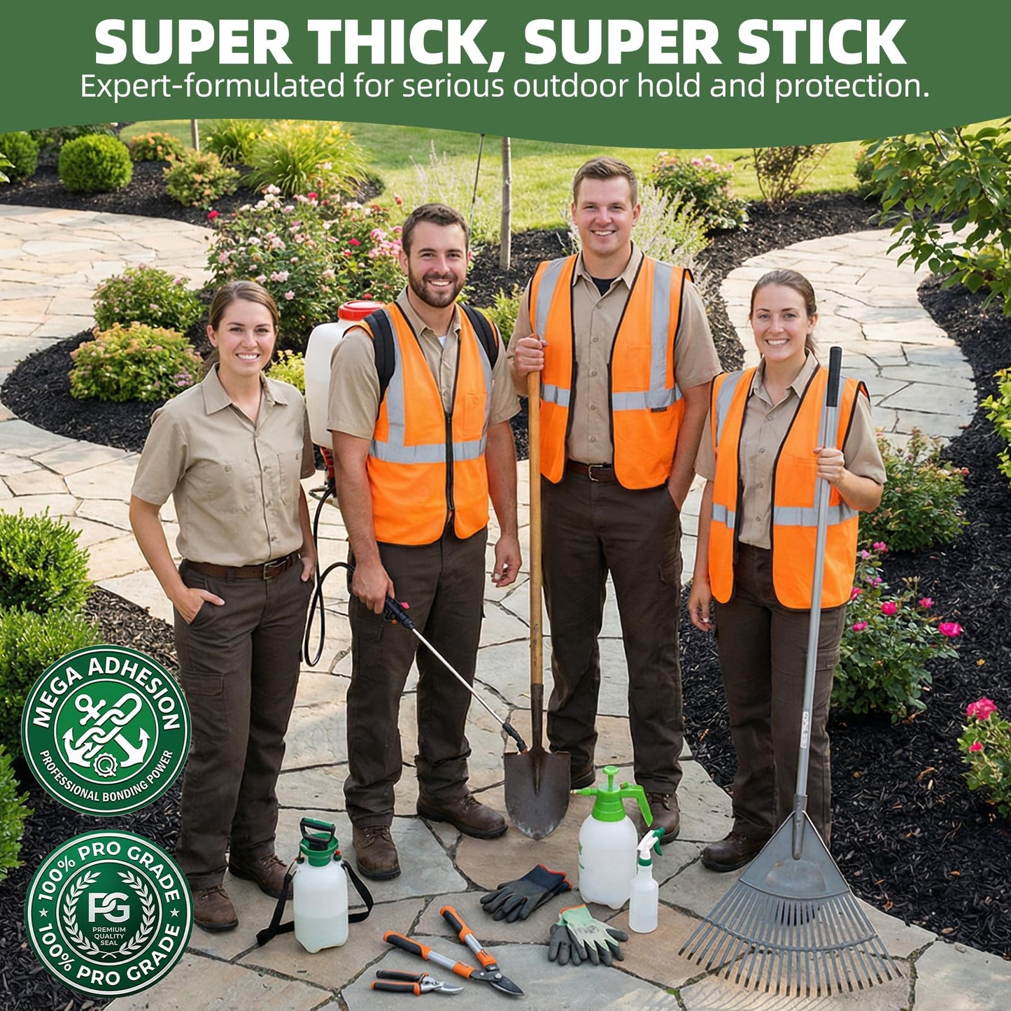 Shabebe Mulch Glue 2 Gallons - Super Stick Rock Glue for Landscaping Gravel Binder for Pea Gravel, Long-Lasting & Non-Toxic, Covers 2X More Area Pebble Gravel Hold for Paths, Patios & Garden Borders