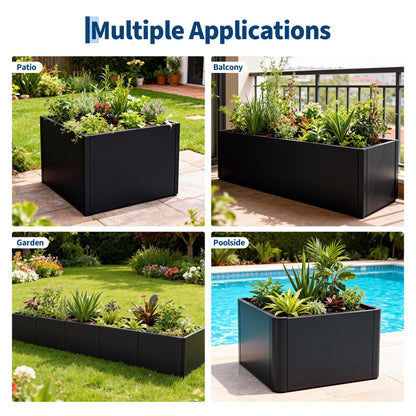 Garvee Large Metal Planter Box for Outdoor Plants, 51"X18"X12" Heavy Duty Steel Rectangular Planter with Snap-on Assembly, Open Base Design (No Bottom), for Garden Patio Yard