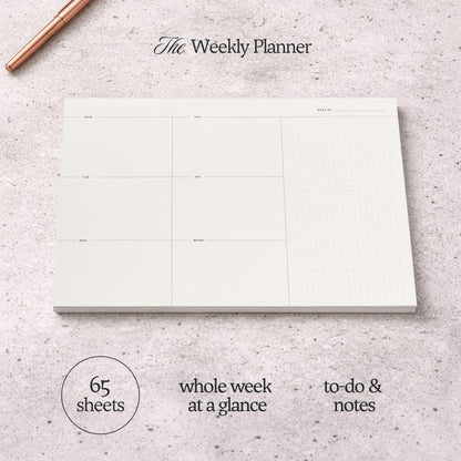 Weekly To-Do List Notepad – Desk Pad for Work and Study, Minimal, 11.7x8.3 Inches