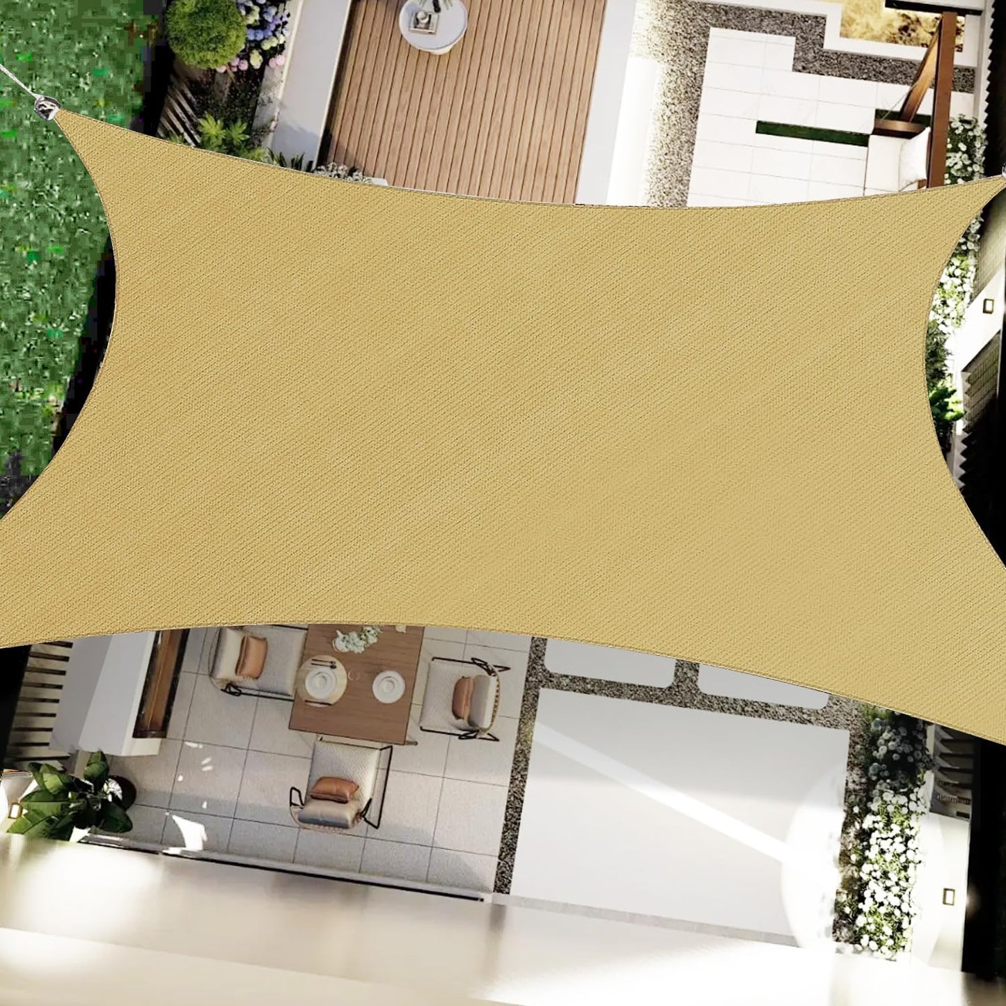 OOTONAT 16' x 20' Rectangular Sun Sail Shades Canopy UV Block Outdoor Shades for Patio Garden Backyard Pergola Shade Cover Sand