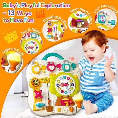 ROHSCE Montessori Busy Board Sensory Toys for Toddlers 1-3, Activity Music & LED Light Up Montessori Toys for 2+ Year Old, Travel Toys for 2 Year Old Boys & Girls, 2025