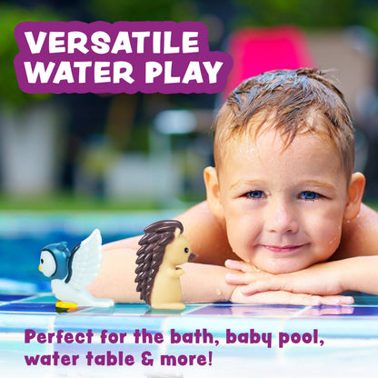 Tub Works® Woodland Animals Watertight Baby Bath Toys, 6 Pack | Sealed, No Hole Bath Toys Design Keeps Moisture Out | Soft, Squeezable & Float on Water | Easy-Grip Toddler Bath Toy Set for Kids Bath