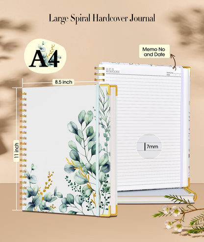 Aesthetic Spiral Notebook Journal for Women, 200 Pages Lined Notebooks 8.5” x 11”, A4 Large Hardcover Spiral Journals with 100 GSM Thick Paper, Cute College Ruled Notebook for Writing Work School