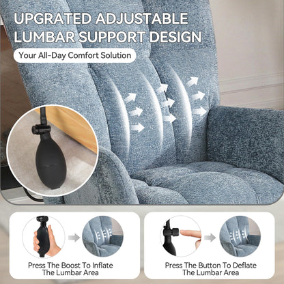ETCZOYE Rocking Chair with Airbag, Comfy Modern Reading & Nursing Nursery Rocking Chair Indoor, Cozy Upholstered Glider Rocker Chairs for Living Room Bedroom Offices, (Chenille, Blue)