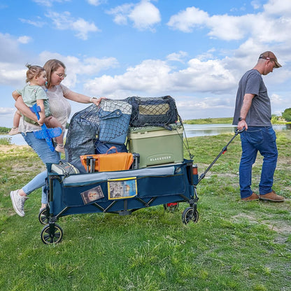 Timber Ridge 51.2'' Extended Collapsible Wagons Carts Foldable, 500LBS Heavy Duty Sports Wagon with Adjustable Handle, 400L Capacity Portable Cart for Camping Shopping