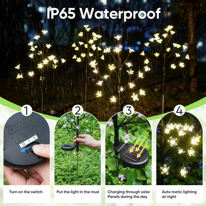 IUEECEN Solar Garden Lights Garden Decor, Solar Flowers Outdoor Decorative,2Pack 40LED Fairy Solar Lights Outdoor Waterproof Outside Yard,Patio,Pathway Decorations,Gardening Gifts for Women Mom
