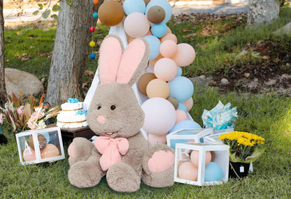 MorisMos Giant Bunny Stuffed Animal, 31.5'' Large Grey Rabbit Plush Toy with Pink Ears, Soft Toy for Girls/Boys, Ideal Gift for Easter, Halloween, Christmas, Cuddling, Snuggling