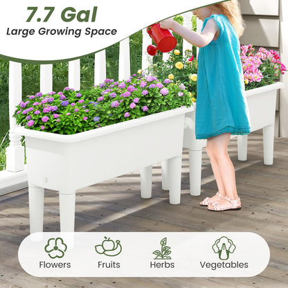 Giantex Raised Garden Beds Outdoor Set of 2, Self-Watering Planter Box with Detachable Legs & Drainage Hole, Outdoor Raised Container for Vegetable Fruit Herbs, 31.5”Lx12”Wx16”H, Easy Assembly (White)