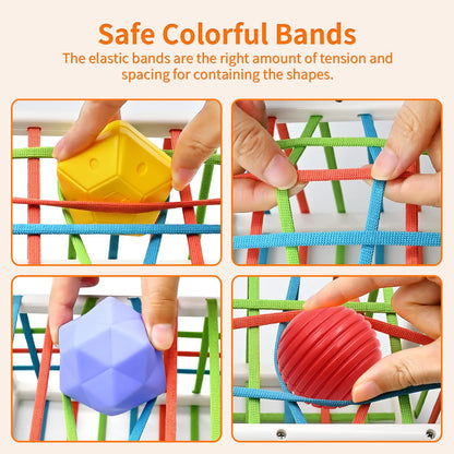 AiTuiTui Baby Sensory Montessori Activity Toys for 1 2 Year Old Boy Girl, Early Learning Develop Shape Sorter Cube with Soft Textured Balls for Infants Toddler Birthday or Easter Gifts
