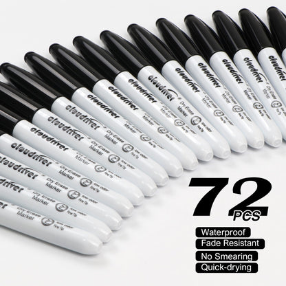 cloudriver Dry Erase Markers Ulta Fine Tip, 72 Pack Black Whiteboard Marker, 0.7mm, Low Odor, For Office And Home