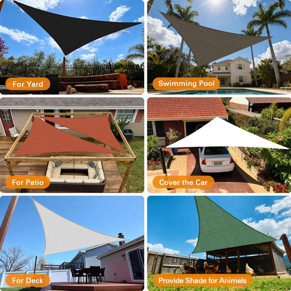 Artpuch Sun Shade Sail, 24'X24'X33.9' Sand Triangle, Curved Edged Sun Shade, Commercial Grade 185GSM HDPE UV Permeable Outdoor Shade Cloth for Deck, Backyard, Patio (Custom Sizes Made)