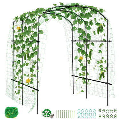 SUNYRISY Garden Arch Trellis for Climbing Plants Outdoor Gardening, 87" H x 70" L x 75" W Metal Core Tall Plant Support for Raised Bed Planting Cucumber Tomato Flowers Vegetables