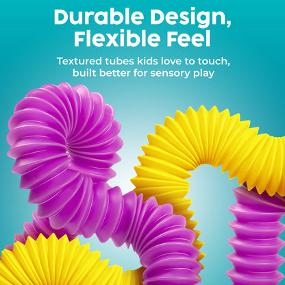BUNMO Pop Tubes - Sensory Toys - Fidget Toys - Imaginative Play & Stimulating Creative Learning - Hours of Fun for Kids - Tons of Ways to Play - Non-Mouthable Toy 3+ - 8 Pack Large