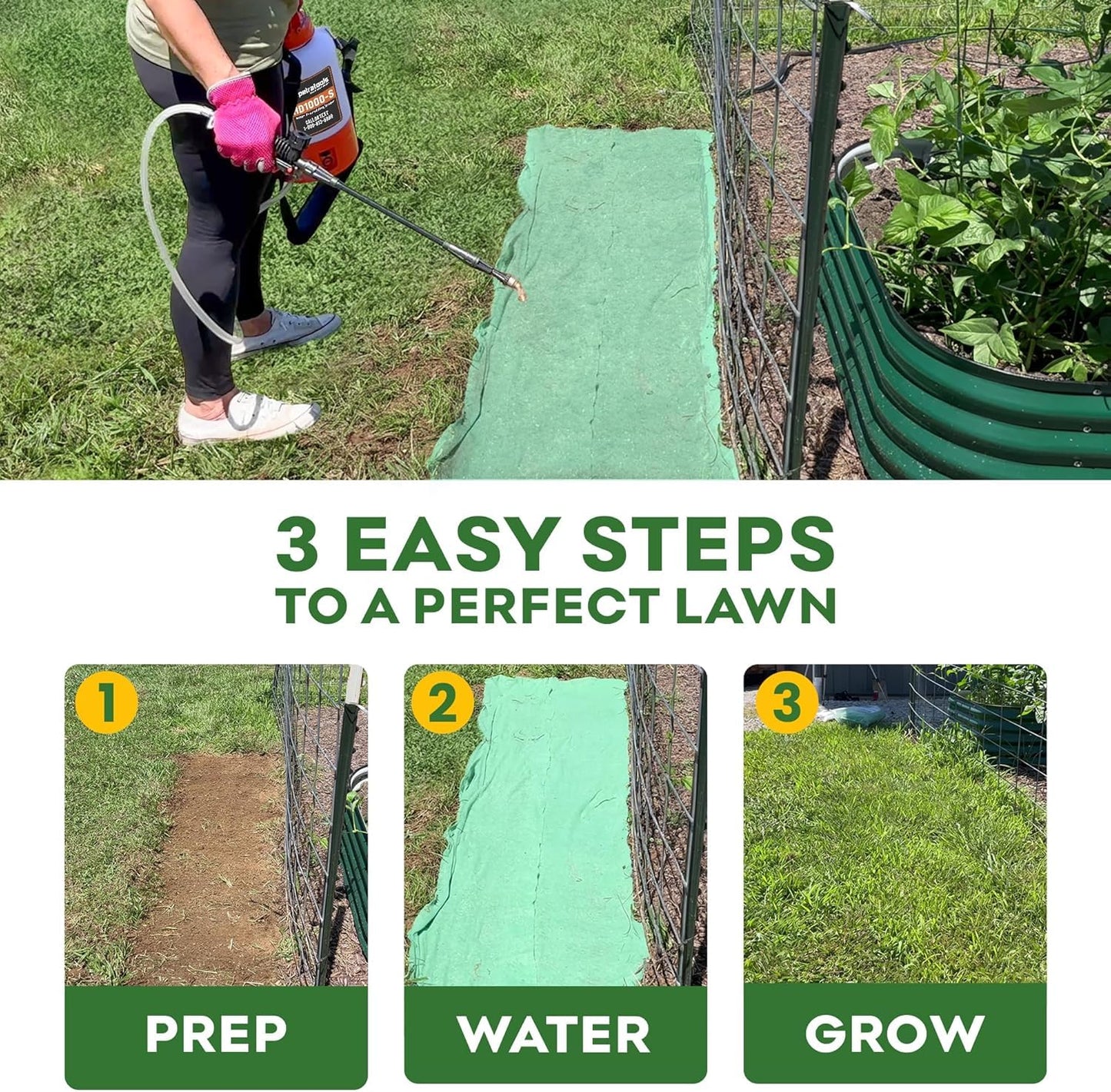 Petramax ReadyRoll Biodegradable Bermuda Grass Seed Mat for Southern Lawn 54 Sq ft. 3-in-1 Grass Seed Rolls w/Mulch & Fertilizer - Perennial Rye, Tall Fescue Blend - Heat Tolerant Lawn Repair Patch