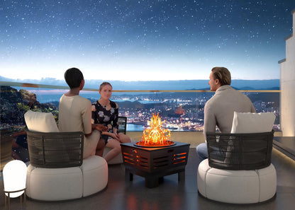 Fire Beauty Fire Pit with Stand,Smokeless Wood Burning Firepit with Ash Pan,Portable Outdoor Firepit with Cooking Grate & Poker For Camping,Backyard|L:23''xW:23''xH:19'',28.6lbs