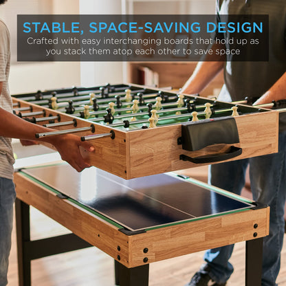 Best Choice Products 10-in-1 Combo Game Table Set w/Hockey, Foosball, Pool, Shuffleboard, Ping Pong, Checkers, Bowling, and Backgammon - Natural