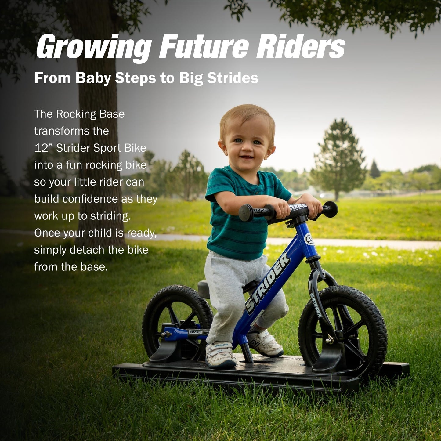 Strider Sport 2-in-1 Rocking Bike Blue - Helps Teach Baby How to Ride a Balance Bicycle - for Kids 6 Months to 4 Years - Easy Assembly & Adjustments