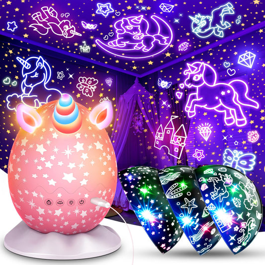 DEVRNEZ Unicorn Night Light Kids Toys, Birthday Gifts for 3 4 5 6 7 8 9 10 Years Old Girls, 3 in 1 Unicorns & Starry Sky & Sea World Night Projector for Kid Ages 3-12, Night Lamp for Bedroom Decor