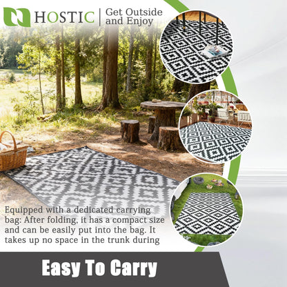 HOSTIC Outdoor Rug with Water Shielding, 8 x 10 Feet, Double Sided Plastic Straw Rug for Patio and Camping, Suitable for Outdoor Use, Such as Rv Mat, Comes with A Carrying Bag and 4 Fixing Stakes