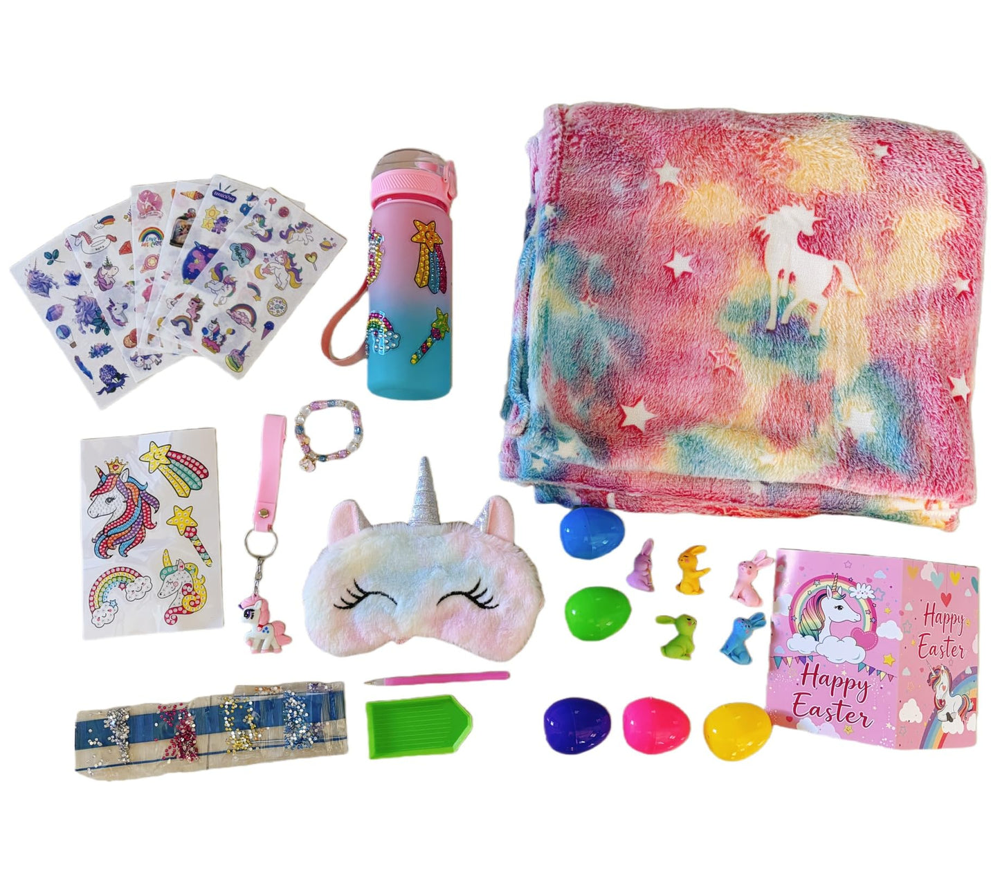 Runeaoys Unicorn Toys for Girls Age 4-6 Birthday Easter Gifts for Girls Age 3 4 5 6 7 8 9 10 Years Old Glow in the Dark Blanket Water Bottle Diamond Art Crafts