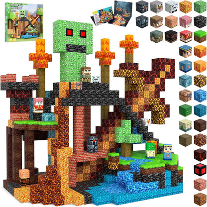 SSAWER Magnetic Blocks Toys for Kids, 100 PCS Building Blocks Cubes, Stacking Magnetic Tiles Toys for Kids Toddlers Boys Girls Ages 3 4 5 6 7 8-12 Birthday Gifts Party Supplies (Underworld)