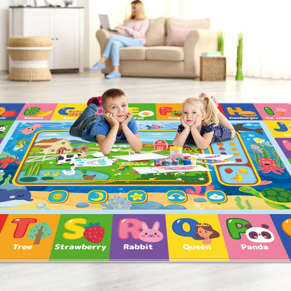 AKASISRUG Baby Play Mat for Floor, Kids Rug Playmat Baby Crawling Mats Educational Tummy Time Mat Soft ABC Play Mats for Toddlers Infants Kids Rug for Playroom Classroom(110.2X78.7 INCH, Style1)