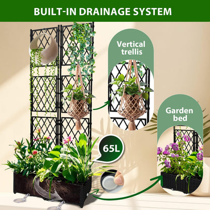 BUKLIYN Planter with Trellis - Raised Garden Bed with Trellis 75.5"x31.5"x16", Privacy Screen Planter Box with Drainage Hole, Outdoor Raised Garden Bed for Climbing Plants