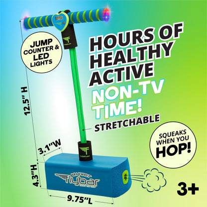 Flybar My First Foam Pogo Jumper for Kids Fun and Safe Pogo Stick for Toddlers, Durable Foam and Bungee Jumper for Ages 3 and up, Supports up to 250lbs (Blue LED)