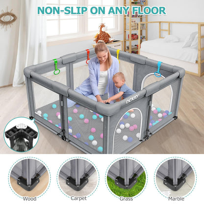 OCATO Baby Playpen Play Pen: Foldable Playpen for Babies and Toddlers Playard for Indoor Outdoor Activity Center Game Fence Safety Area Toddler Play Pen for Babies 6-12 Months Baby Gifts (50" × 50")