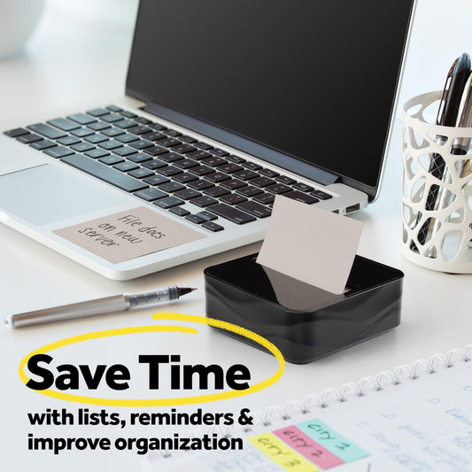 Post-it Note Dispenser, Sticky Note Holder, Black Wave Design, Includes 3 Pads of 90 Sheets of 3 in x 3 in Pop-Up Notes, Classroom or Office Supplies