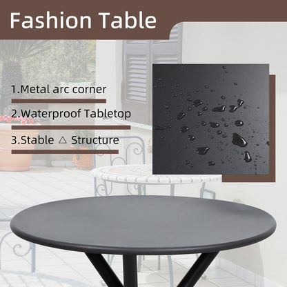 Shintenchi 3 Pieces Patio Bistro Sets, Outdoor Textilene Fabric Conversation Bistro Set, Textilene Fabric Front Porch Chairs Small Patio Furniture Set with Table for Lawn,Garden,Balcony (Black)
