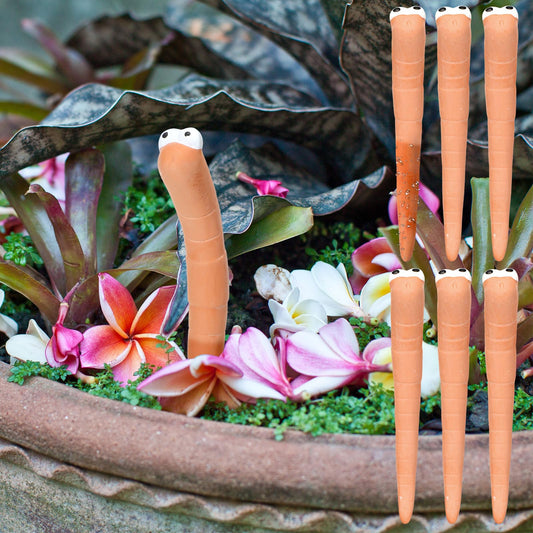 Relaxweex 6 Pcs Water Sensor Ceramic Worm The Potting Shed Worm Water Sensor Plant Decoration Moisture Monitor Gardening Houseplant Humidity Meter Fun Gardening Gift for Your Potted Plant (4 Inch)