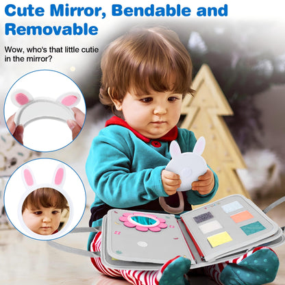 JHkim Busy Board Montessori Toys for 1 2 3 4 Year Old Boy & Girl Birthday Gifts, Autism Sensory Travel Toy for Toddlers 1-3, Educational Activity Sensory Busy Book for Learning Fine Motor Skills, Gray