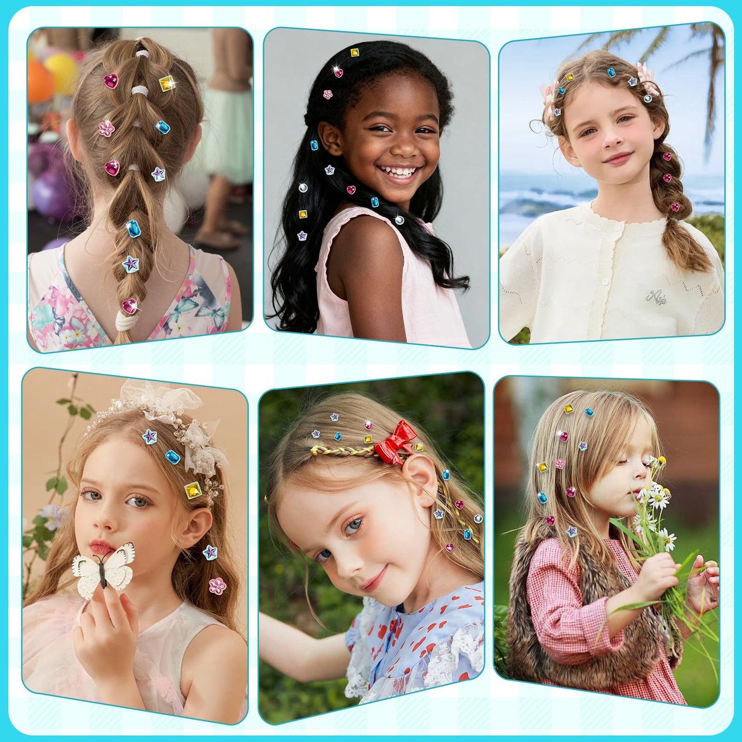 ADXVR Hair Gem Stamper Kit - Bling Hair Jewels for Girls Toys - Hair Accessories with Reusable Shining Diamonds, Birthday for Girls 3 4 5 6 8-12
