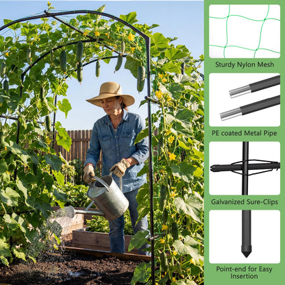 DoCred Tall Garden Arch Trellis for Climbing Plants, 87in Tall Metal Plant Support Trellis Archway for Climbing Vine Vegetable/Fruit/Flower Outdoor Yard Lawn Garden Arch Tunnel Trellis
