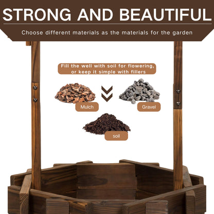 ZSYWODFO Wishing Wells for Outside,Wooden Wishing Well Planter,Rustic Flower Planter for Garden Patio Lawn Backyard Home Decor-21.7X21.7X47.25IN