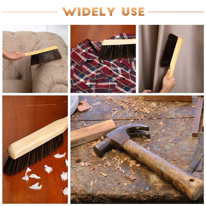 Patelai 2 Pieces Wooden Bench Brushes, Soft Bristles, Long Wood Handle, Brown