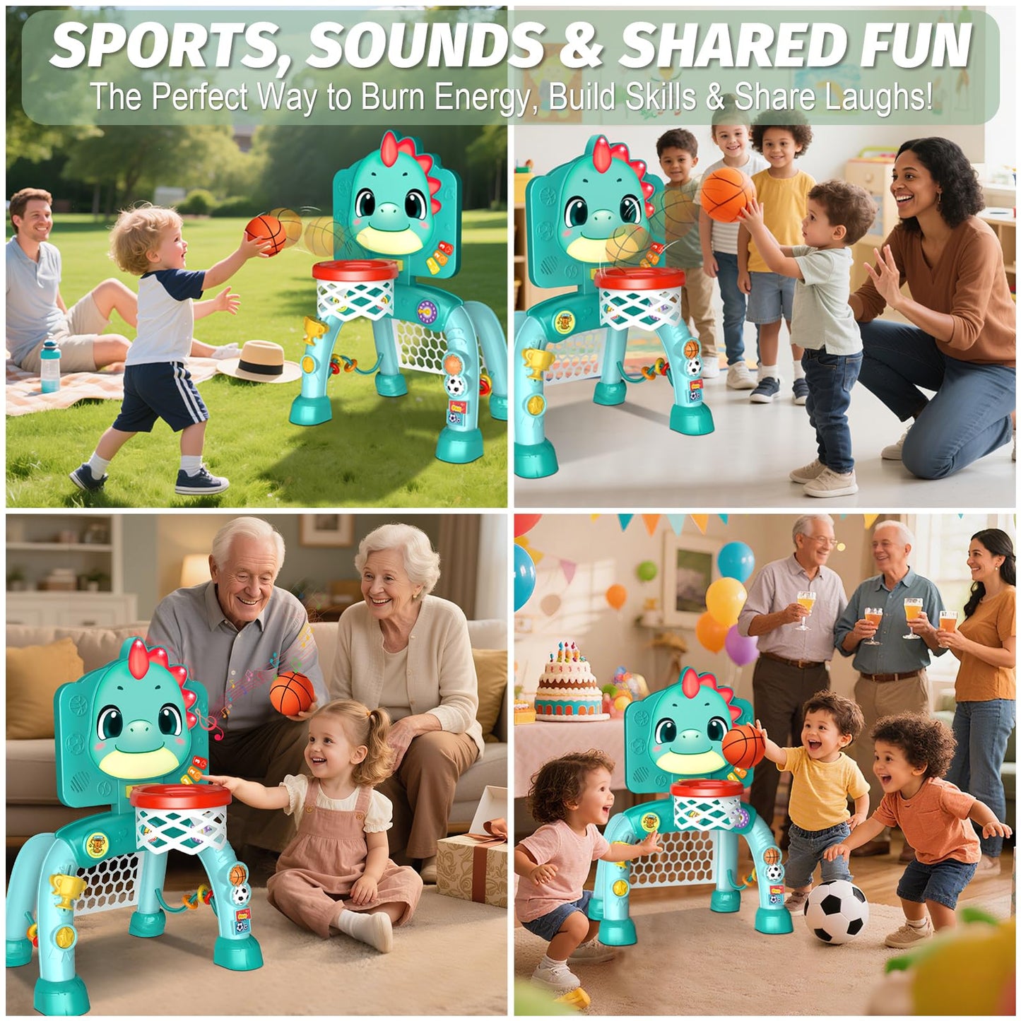 Zerhunt Baby Boy Toys for 1 Year Old: Motor Skills Development Energy Release by Mini Basketball & Soccer with Music & Light for Indoor Outdoor - Idea Christmas Birthday Gift for Boys Girls Age 1-3